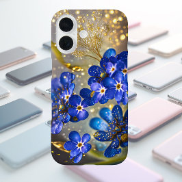 Vergissmeinnicht-Blume mit goldenen Akzenten iPhone 16 Hülle