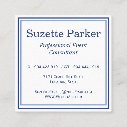 Vergissmeinnicht-Blumen-Ereignis-Planer Quadratische Visitenkarte (Rückseite)