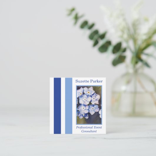 Vergissmeinnicht-Blumen-Ereignis-Planer Quadratische Visitenkarte (Stehend Vorderseite)