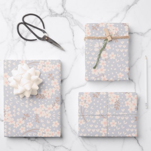 Vergissmeinnicht-Blumenmuster Geschenkpapier Set (Vorderseite)