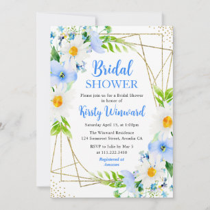 Vergissmeinnicht & Gänseblümchen Goldrahmen-Bridal Einladung