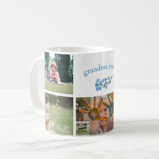 Vergissmeinnicht-Großmutter-Foto-Collage Kaffeetasse (Vorderseite Links)