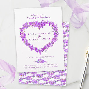 Vergissmeinnicht-Herz-Kunst-Hochzeit lila weiß Einladung