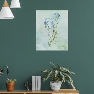 Vergissmeinnicht Individuelle Aquarell-Gartenblume Poster