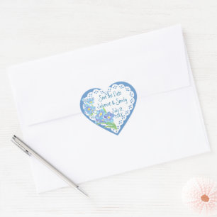 Vergissmeinnicht Save the Date Anpassen Blumen  Herz-Aufkleber