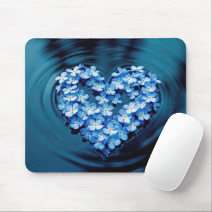 Vergissmeinnicht-Schwebendes-Herz-Blütenblätter Mousepad