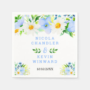 Vergissmeinnicht- und Gänseblümchen-Blumenhochzeit Serviette