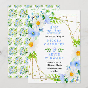 Vergissmeinnicht und Gänseblümchen Hochzeit Save The Date