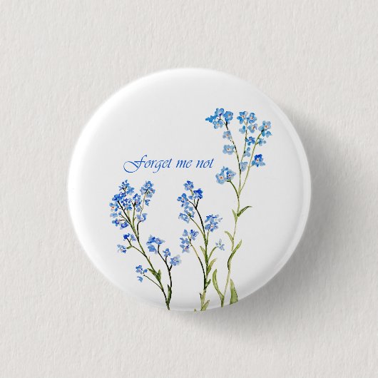 Vergissmeinnicht Wasserfarben-Gartenblume Button (Vorderseite)
