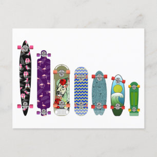 Vergleich der Größe der Skateboards Postkarte