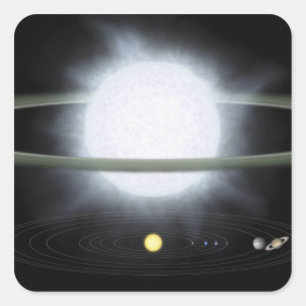 Vergleich der Größe eines hypergiant Sternes Quadratischer Aufkleber