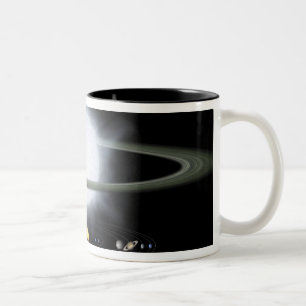 Vergleich der Größe eines hypergiant Sternes Zweifarbige Tasse