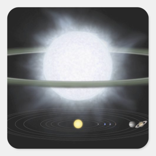 Vergleich der Größe eines übergroßen Sterns Quadratischer Aufkleber (Vorderseite)