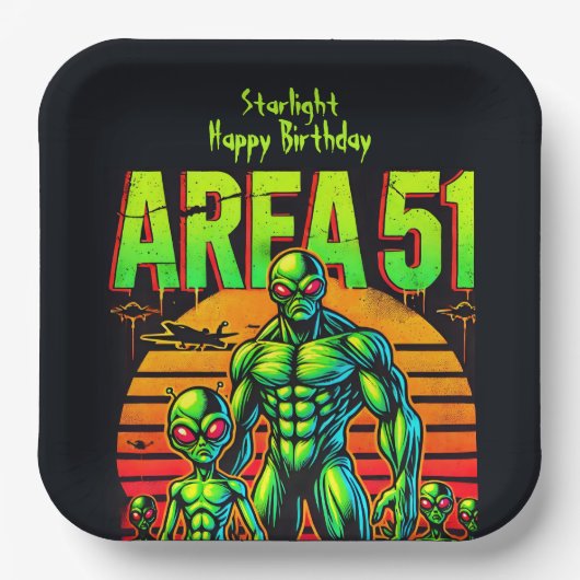 Verglühende UFOs über Fläche 51 Pappteller (Vorderseite)