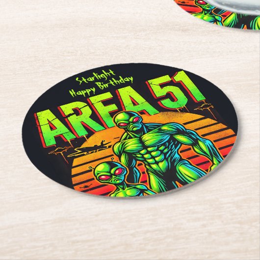 Verglühende UFOs über Fläche 51 Runder Pappuntersetzer (Angewinkelt)