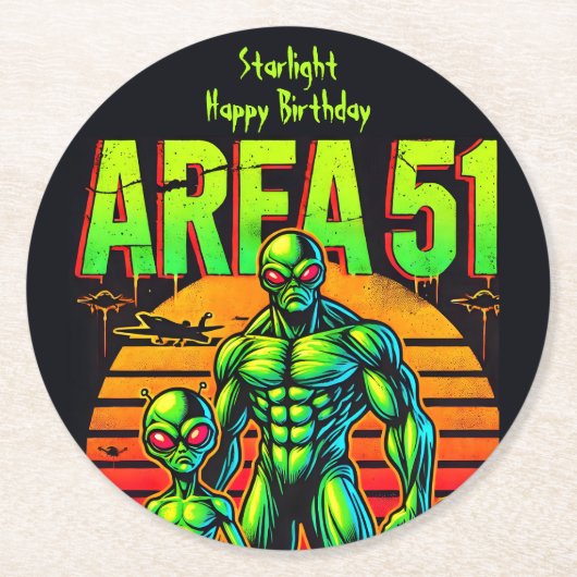 Verglühende UFOs über Fläche 51 Runder Pappuntersetzer (Vorderseite)