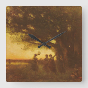 Vergnügen des Abends Quadratische Wanduhr