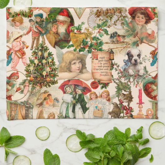 Vergnügen, Feiern und farbenfrohe Weihnachten Geschirrtuch (Gefaltet)