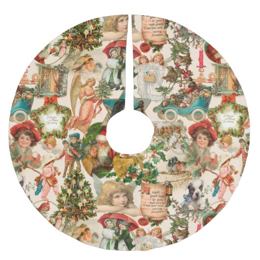 Vergnügen, Feiern und farbenfrohe Weihnachten Polyester Weihnachtsbaumdecke (Vorderseite)