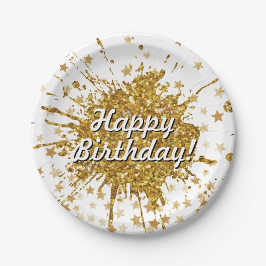 Vergnügen goldene Funkeln Glitzer Graffiti Anstric Pappteller (Vorderseite)