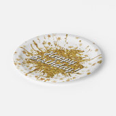 Vergnügen goldene Funkeln Glitzer Graffiti Anstric Pappteller (Schrägansicht)