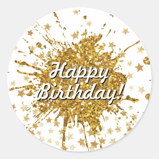 Vergnügen goldene Funkeln Glitzer Graffiti Anstric Runder Aufkleber (Vorderseite)