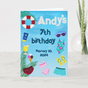 Vergnügen im Pool Schwimmbad Geburtstagsparty Dankeskarte