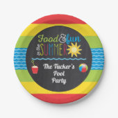 Vergnügen im Sun Pool Party Farbenfrohe Tafel Pappteller (Vorderseite)