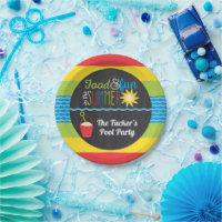 Vergnügen im Sun Pool Party Farbenfrohe Tafel