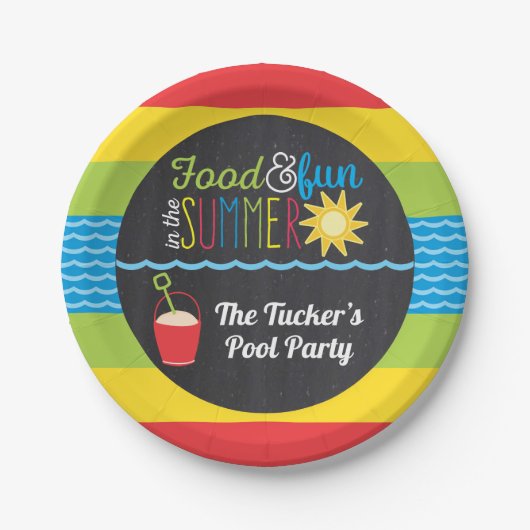 Vergnügen im Sun Pool Party Farbenfrohe Tafel Pappteller (Vorderseite)
