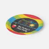 Vergnügen im Sun Pool Party Farbenfrohe Tafel Pappteller (Schrägansicht)