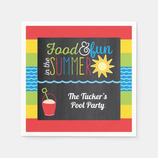 Vergnügen im Sun Pool Party Farbenfrohe Tafel Serviette (Vorderseite)