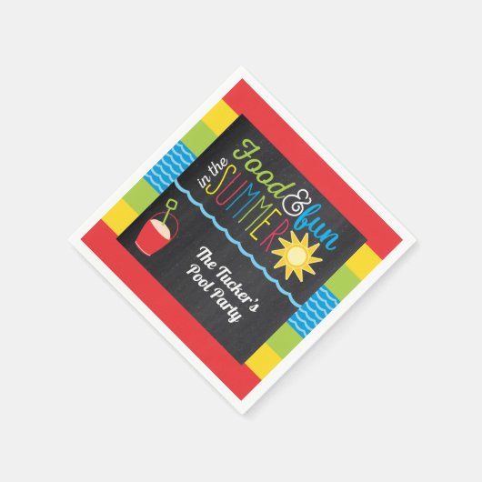 Vergnügen im Sun Pool Party Farbenfrohe Tafel Serviette (Ecke)