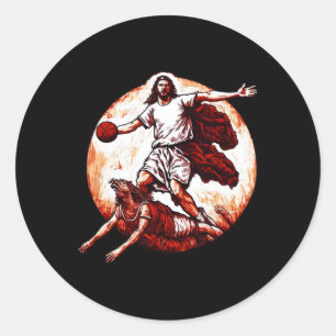 Vergnügen Jesus überquert den Christlichen Teufel Runder Aufkleber