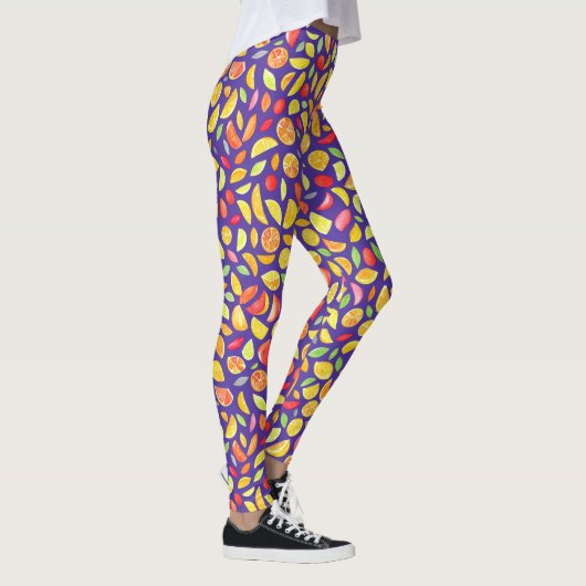 Vergnügen Niedliche Fruchtscheiben Lila Wasserfarb Leggings (Rechts)