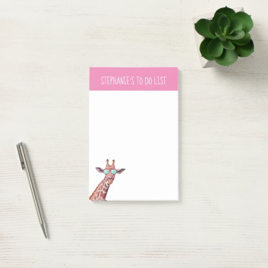 Vergnügen Personalisierter Giraffe für Rosa Post-it Klebezettel (Büro)