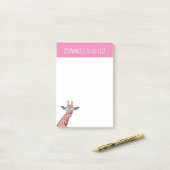 Vergnügen Personalisierter Giraffe für Rosa Post-it Klebezettel (Auf Schreibtisch)