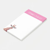 Vergnügen Personalisierter Giraffe für Rosa Post-it Klebezettel (angewinkelt)