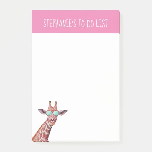Vergnügen Personalisierter Giraffe für Rosa Post-it Klebezettel (Vorderseite)