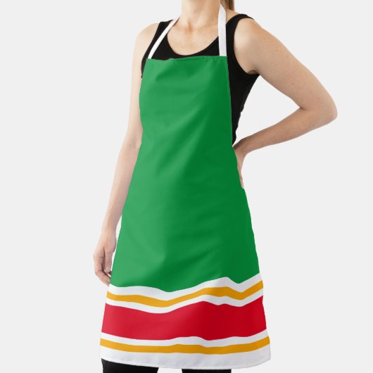 Vergnügen Rot-Gelb-Rennstreifen auf Kelly Green Schürze (InSitu)