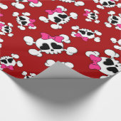 Vergnügen rote Schädel und Bogen Muster Geschenkpapier (Ecke)