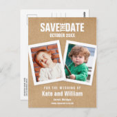 Vergnügen Sie Ihre Fotos Save the Date rustikal Postkarte (Vorne/Hinten)