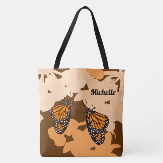 Vergnügen Sie Ihren Namen Orange Monarch Butterfly Tasche (Vorderseite)