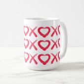 Vergnügt rot bedrückt XOXO Liebe Küsse Kaffeetasse (VorderseiteRechts)