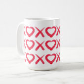 Vergnügt rot bedrückt XOXO Liebe Küsse Kaffeetasse (Vorderseite Links)