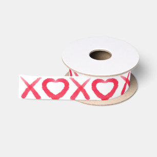 Vergnügt rot bedrückt XOXO Liebe Küsse Satinband