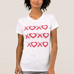 Vergnügt rot bedrückt XOXO Liebe Küsse T-Shirt