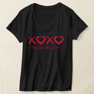 Vergnügt rot gestresste XOXO Liebe küsst Bestes Gr T-Shirt