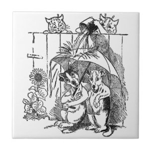 Vergnügte Katzen begießen Hunde Vintagen Louis Fliese