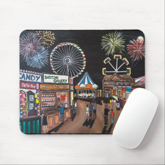 Vergnügungspark bei Nacht Gemälde von Alfred Fox Mousepad